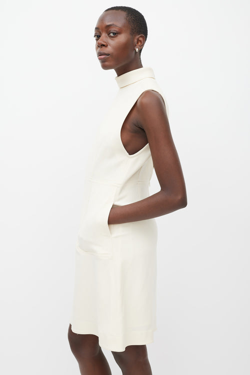 Gabriela Hearst Cream Panelled Turtleneck Dress