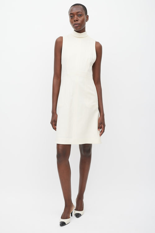 Gabriela Hearst Cream Panelled Turtleneck Dress