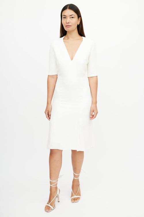 Gabriela Hearst Cream V-Neck Midi Dress