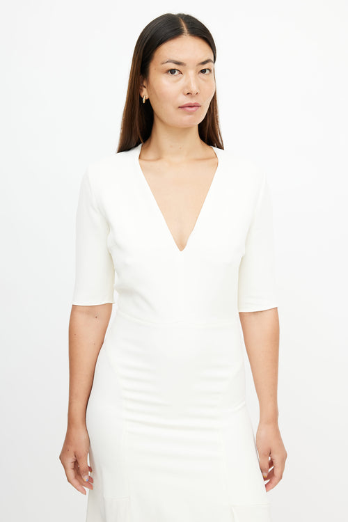 Gabriela Hearst Cream V-Neck Midi Dress