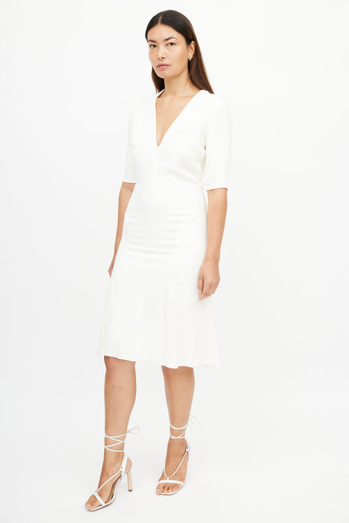 Gabriela Hearst Cream V-Neck Midi Dress