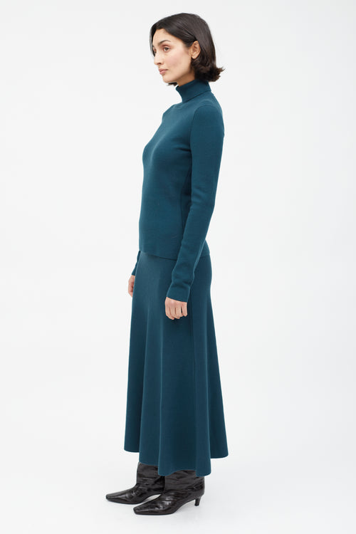 Gabriela Hearst Dark Green Cashmere Blend Skirt Set