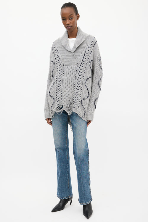 Gabriela Hearst Grey Wool Distressed Sweater