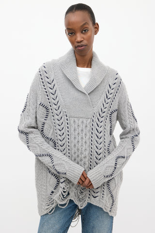 Gabriela Hearst Grey Wool Distressed Sweater