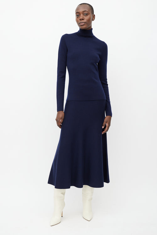 Gabriela Hearst Navy Wool Sweater 
Skirt Set