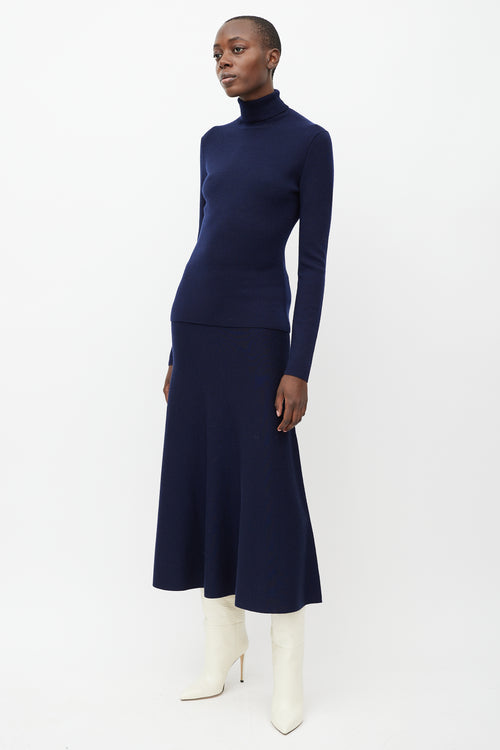 Gabriela Hearst Navy Wool Sweater 
Skirt Set