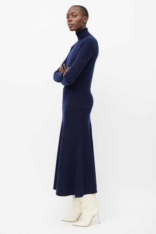 Gabriela Hearst Navy Wool Sweater 
Skirt Set