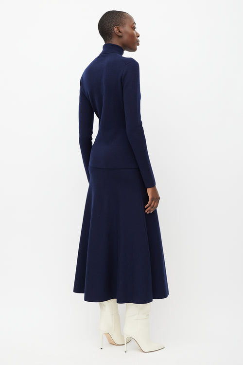 Gabriela Hearst Navy Wool Sweater 
Skirt Set