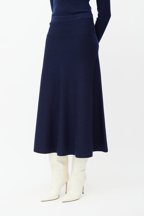 Gabriela Hearst Navy Wool Sweater 
Skirt Set