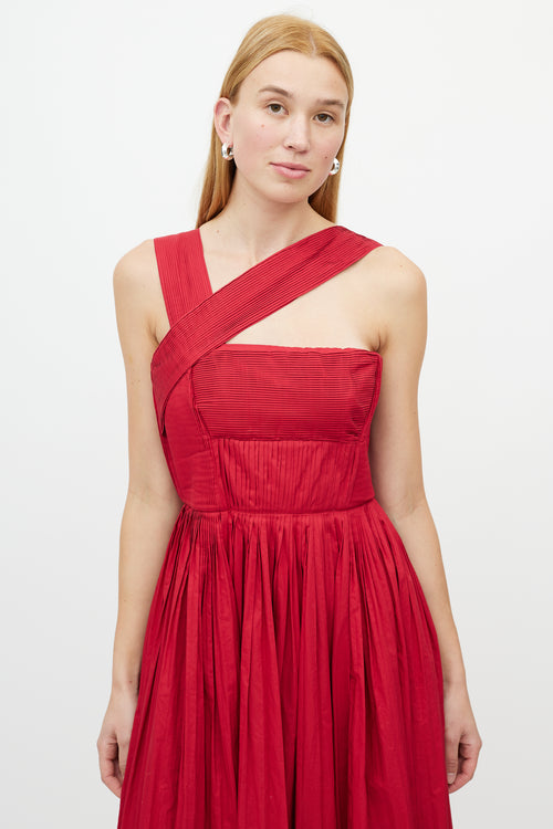 Gabriela Hearst Red Pleated Midi Dress