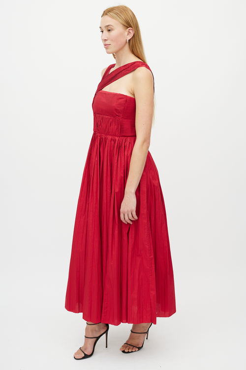 Gabriela Hearst Red Pleated Midi Dress