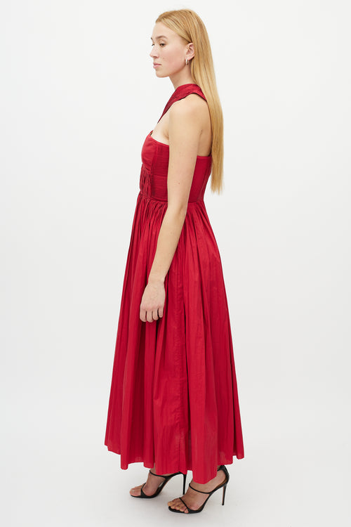 Gabriela Hearst Red Pleated Midi Dress