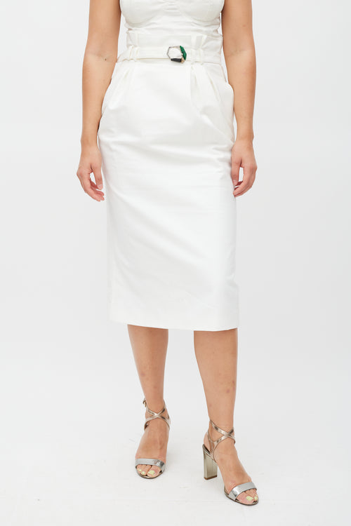 Gabriela Hearst White Pleated Ruffled Skirt