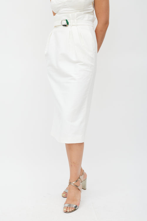 Gabriela Hearst White Pleated Ruffled Skirt