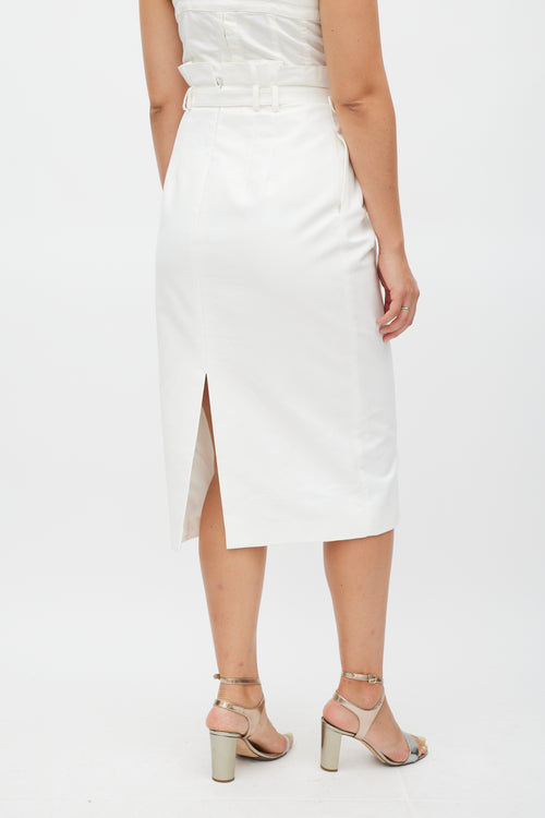 Gabriela Hearst White Pleated Ruffled Skirt