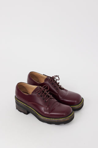 Gabriela Hearst Burgundy Leather Platform Square Toe Derby