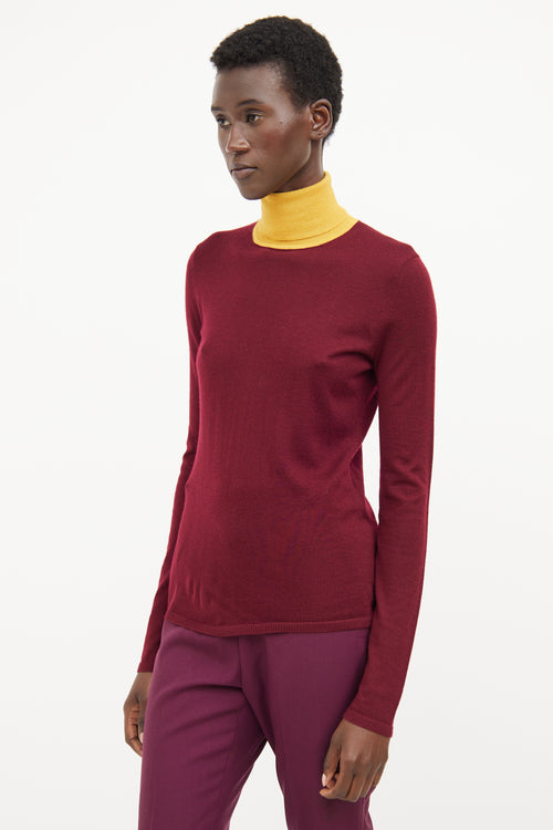 Gabriela Hearst Burgundy 
Yellow High neck Top