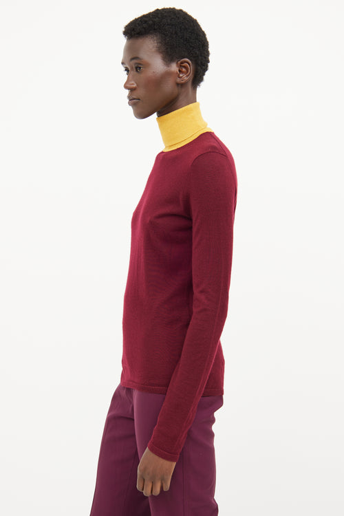 Gabriela Hearst Burgundy 
Yellow High neck Top