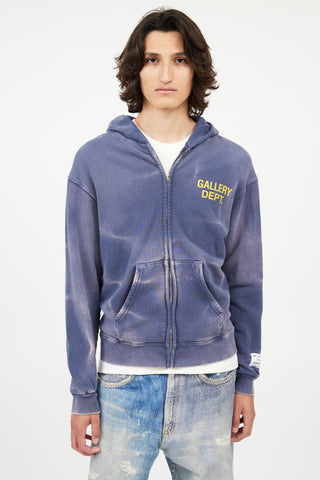 Gallery Dept. Blue Distressed Zip Hoodie