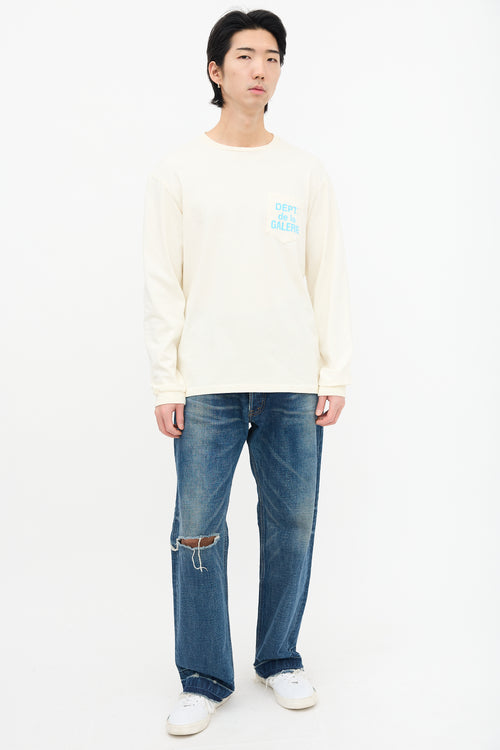 Gallery Dept. Cream Long Sleeve Logo T-Shirt