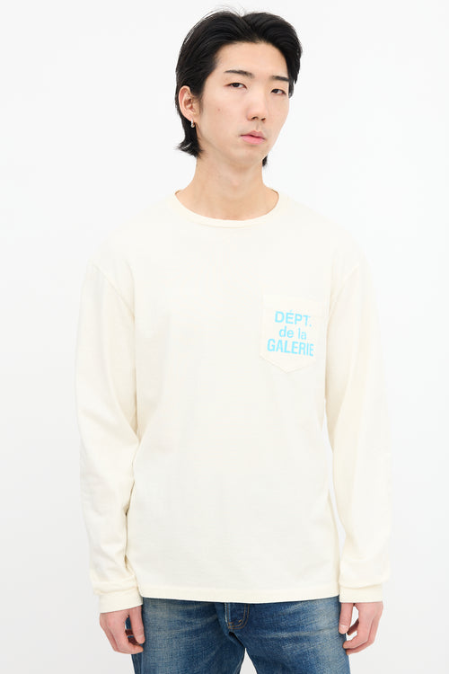 Gallery Dept. Cream Long Sleeve Logo T-Shirt