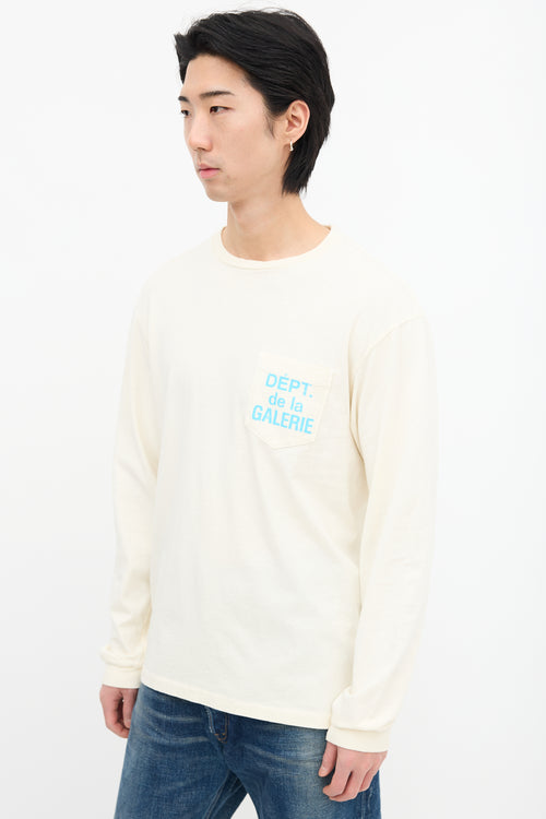 Gallery Dept. Cream Long Sleeve Logo T-Shirt