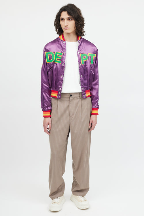 Gallery Dept. Purple 
Multicolour Satin Varsity Logo Jacket