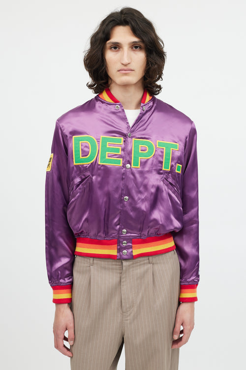 Gallery Dept. Purple 
Multicolour Satin Varsity Logo Jacket