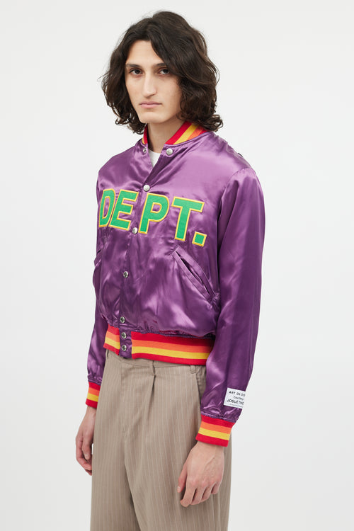 Gallery Dept. Purple 
Multicolour Satin Varsity Logo Jacket