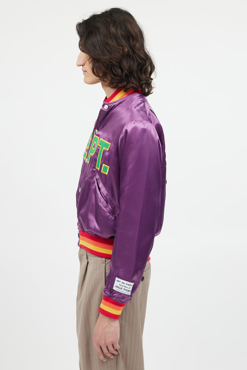 Gallery Dept. Purple 
Multicolour Satin Varsity Logo Jacket