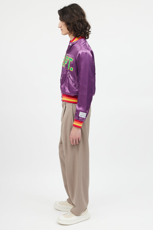 Gallery Dept. Purple 
Multicolour Satin Varsity Logo Jacket