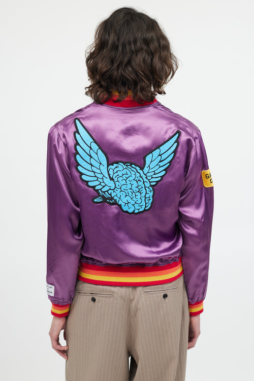 Gallery Dept. Purple 
Multicolour Satin Varsity Logo Jacket