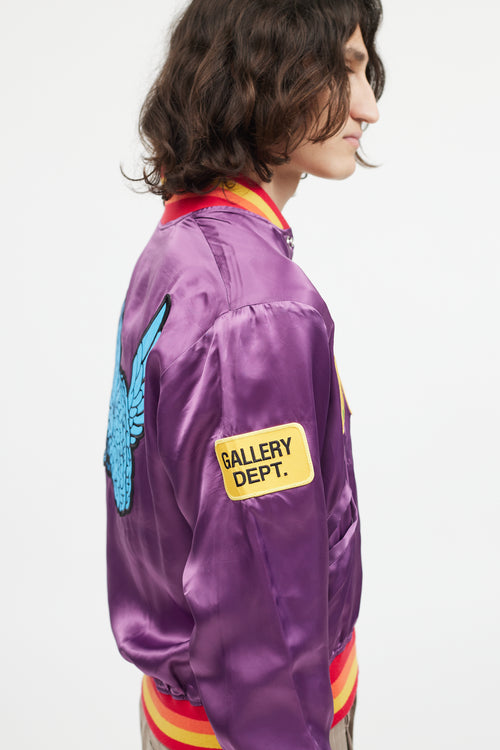 Gallery Dept. Purple 
Multicolour Satin Varsity Logo Jacket