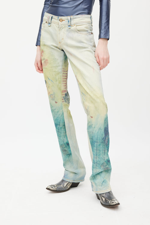 Galliano Blue 
Multicolour Graident Jeans