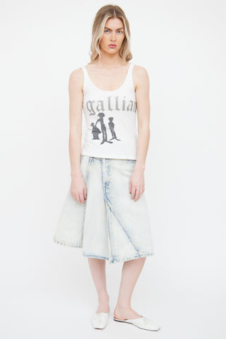 Galliano White 
Grey Graphic  Top