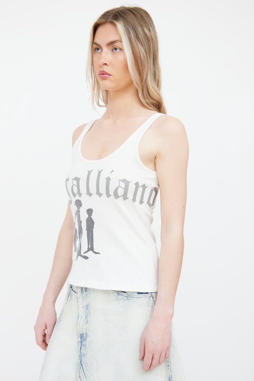 Galliano White 
Grey Graphic  Top