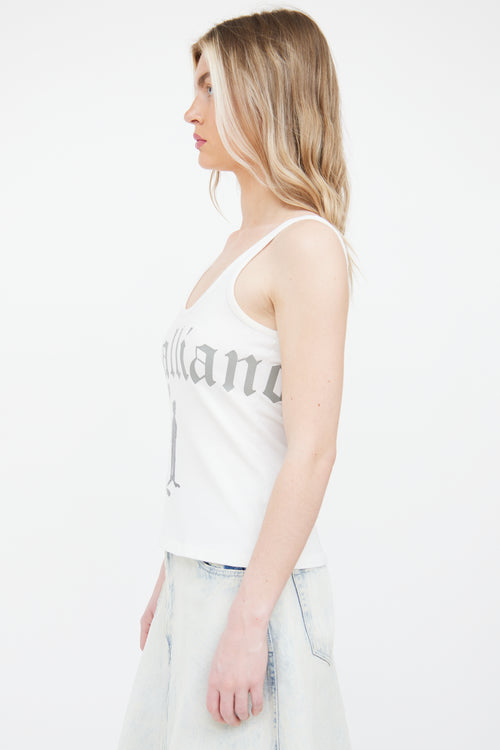 Galliano White 
Grey Graphic  Top