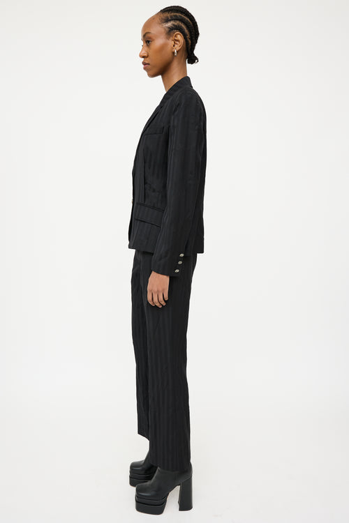 John Galliano Black Wool Striped Suit