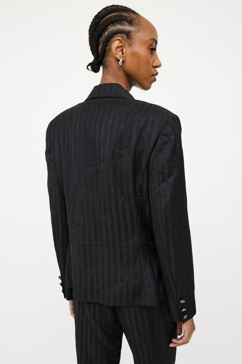 John Galliano Black Wool Striped Suit