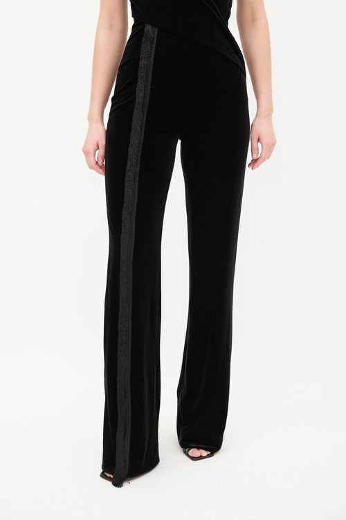 Galvan Black Velvet 
Fringe Surplice Jumpsuit