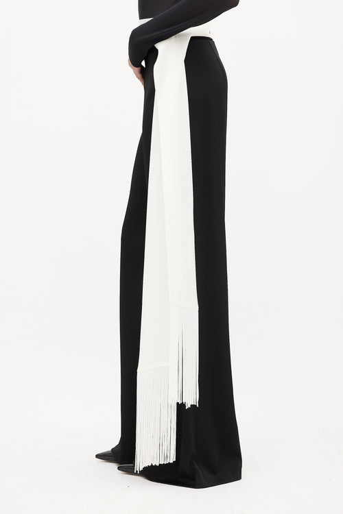 Galvan Black 
White Fringe Sash Trouser