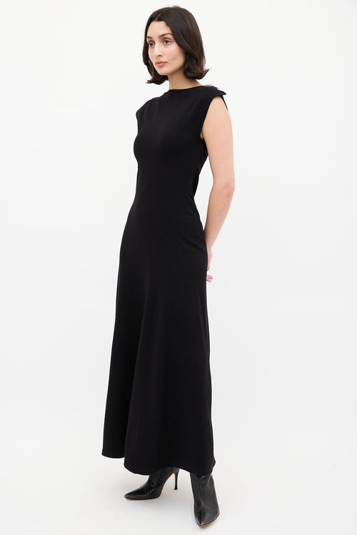 Galvan FW 2024 Black Wool Fatima Midi Dress