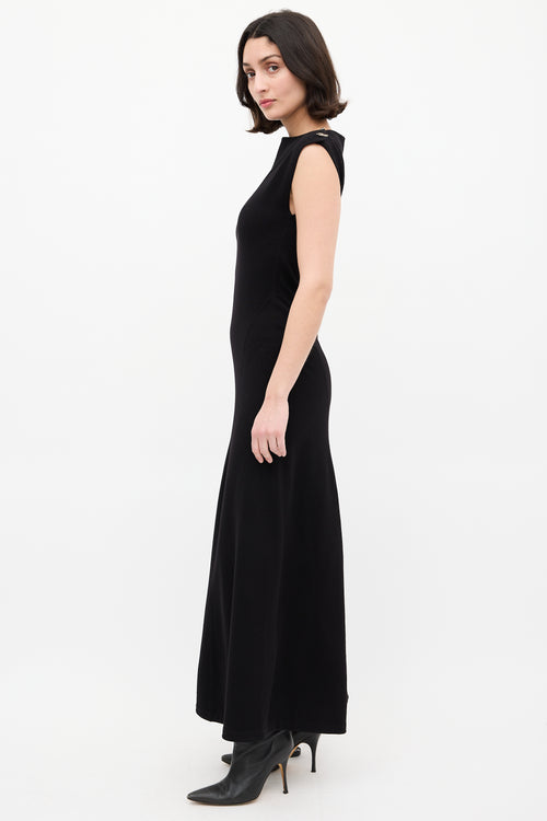 Galvan FW 2024 Black Wool Fatima Midi Dress