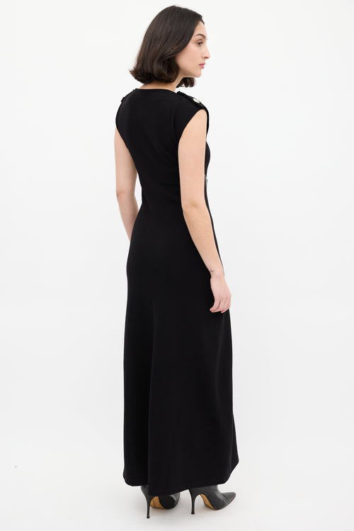 Galvan FW 2024 Black Wool Fatima Midi Dress