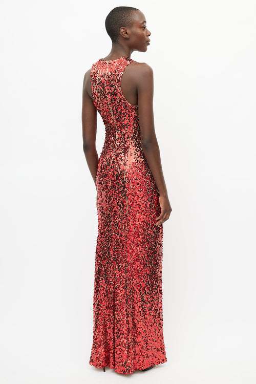 Galvan London Red Sequin Racerback Column Gown