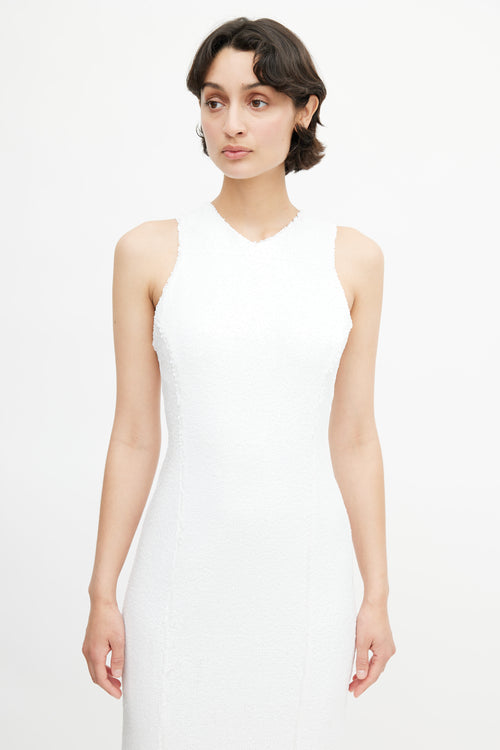 Galvan London White Salar Sequin Racerback Gown