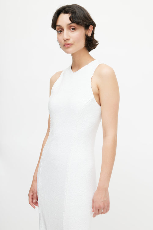 Galvan London White Salar Sequin Racerback Gown