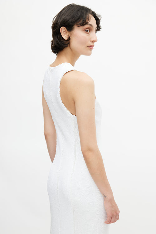 Galvan London White Salar Sequin Racerback Gown