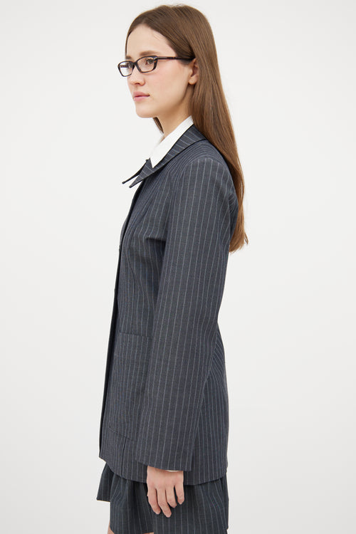 Ganni Grey 
White Pinstripe Skirt Set