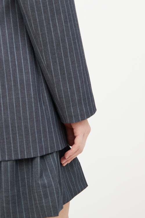 Ganni Grey 
White Pinstripe Skirt Set